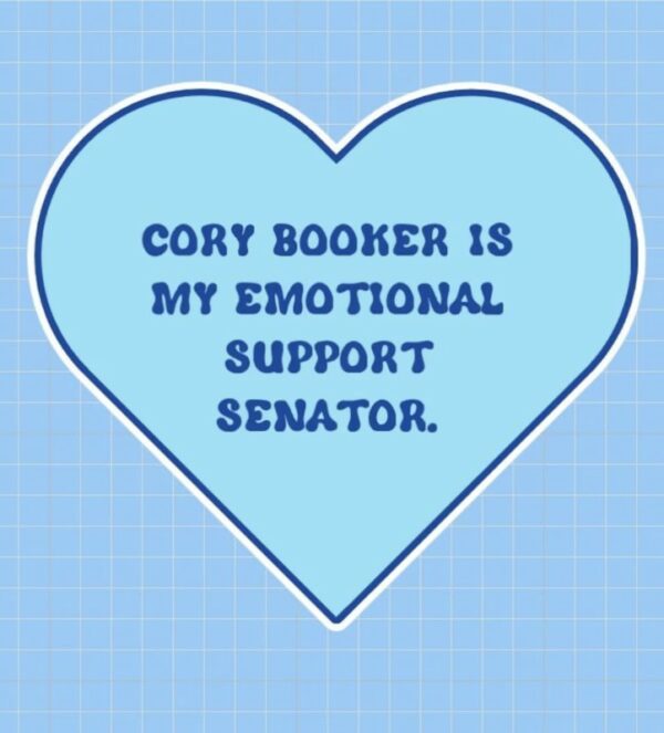 Cory Booker Is My Emotional Support Senator funny sticker
