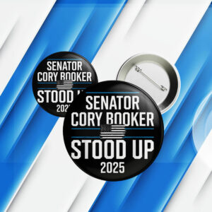 Senator Cory Booker Stood Up 2025 Filibuster Button